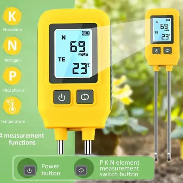 Discount OBOSOE 4-i-1 Jordmätare – PH-mätare, NPK, Fuktighet och Temperatur med LCD Display för Trädgård, Växter och Växthus Trädgårdsverktyg