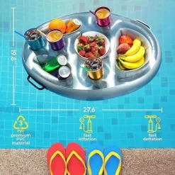 Hot OBOSOE Inflatable Drink Holder för Pool och Badkar – Flytande matbricka，Perfekt för Sommarens Pooltillbehör Pool- & Spatillbehör