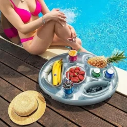 Hot OBOSOE Inflatable Drink Holder för Pool och Badkar – Flytande matbricka，Perfekt för Sommarens Pooltillbehör Pool- & Spatillbehör