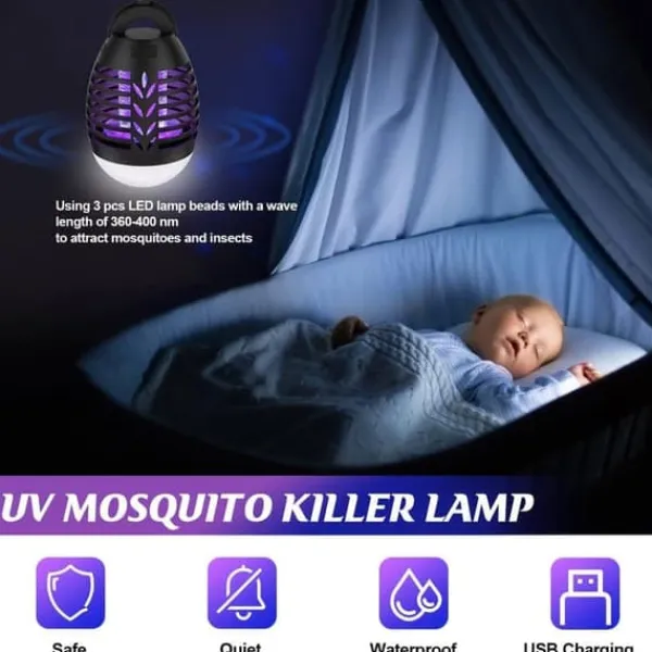 OBOSOE Myggdödare Utomhus 5W – Mygglampa med LED och IP66 Skydd, Effektiv Mot Insekter