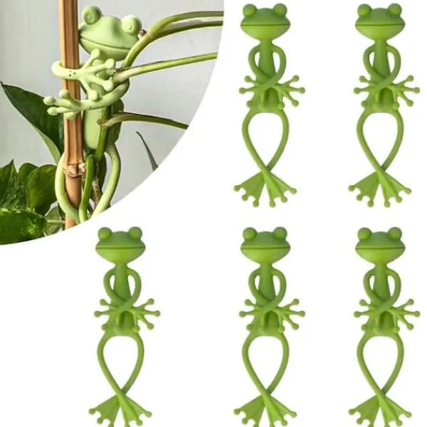 OBOSOE 5-pack Groda Växtstöd, Söt Grodväxtställ Krukhållare för Inomhus & Utomhus Dekoration