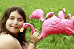 Hot OBOSOE 2-pack rosa flamingo trädgårdsprydnader – 60 cm plaststatyer för utomhusdekoration Trädgårdsprydnader