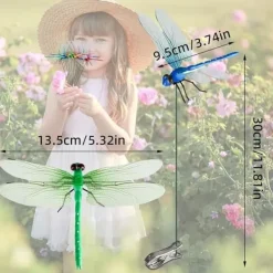 New OBOSOE 52-pack Trädgårdsdekoration – 3D PVC Fjärilar på Pinnar & Trollsländor med Klämma,för Utomhus Blomster- & Balkongdekor Trädgårdsprydnader