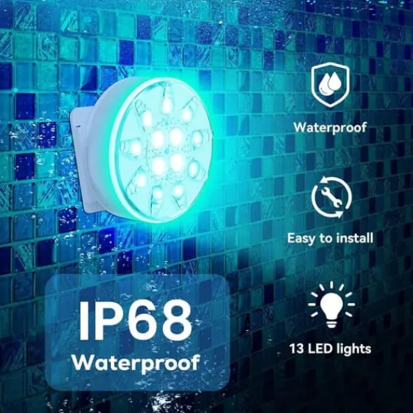 OBOSOE Poolbelysning 2-pack Uppladdningsbara LED Undervattenslampor, IP68 Vattentäta med Fjärrkontroll – För Pool, Spa & Fest