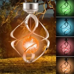 Outlet OBOSOE Solcellsdrivet Vindspel & Lykta - Auto Färgbyte, Väderbeständig LED Utomhusdekoration till Trädgård, Halloween Vinddekoration