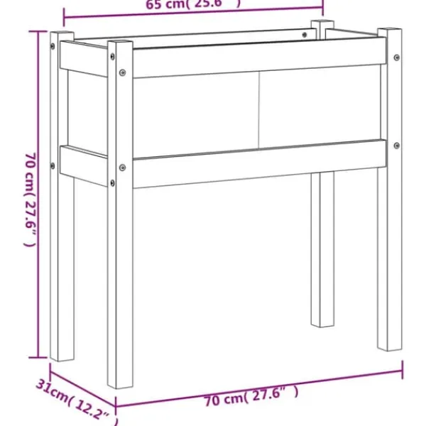 Odlingslåda med ben i Douglas - Planteringslåda | Storlek: 70x31x70 cm | Färg: Träbeige