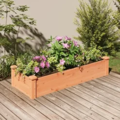 vidaXL Odlingslåda med foder brun 120x45x25 cm massivt granträ