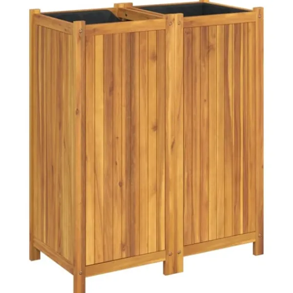 Clearance Odlingslåda med foder 84x42x100 cm massivt akaciaträ Planteringsbänkar