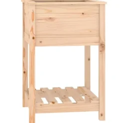 Odlingslåda med hylla i massiv furu - Ergonomisk och praktisk | Storlek: 54x54x81 cm | Färg: Natur Planteringsbänkar