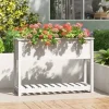 vidaXL Odlingslåda med hylla vit 111,5x34,5x81 cm massiv furu