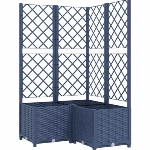 vidaXL Odlingslåda med spaljé blågrå 80x80x136 cm PP