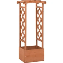 vidaXL Odlingslåda med spaljébåge 49x39x117 cm granträ