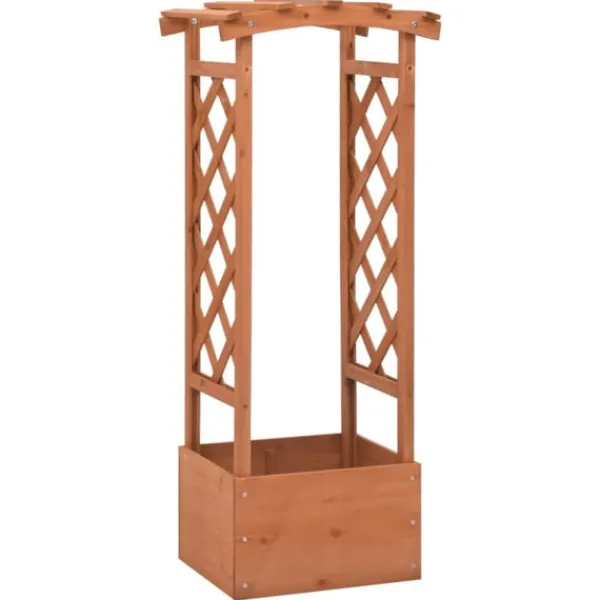 vidaXL Odlingslåda med spaljébåge 49x39x117 cm granträ
