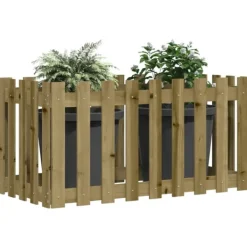 vidaXL Odlingslåda med staket-design 100x50x70 cm impregnerad furu