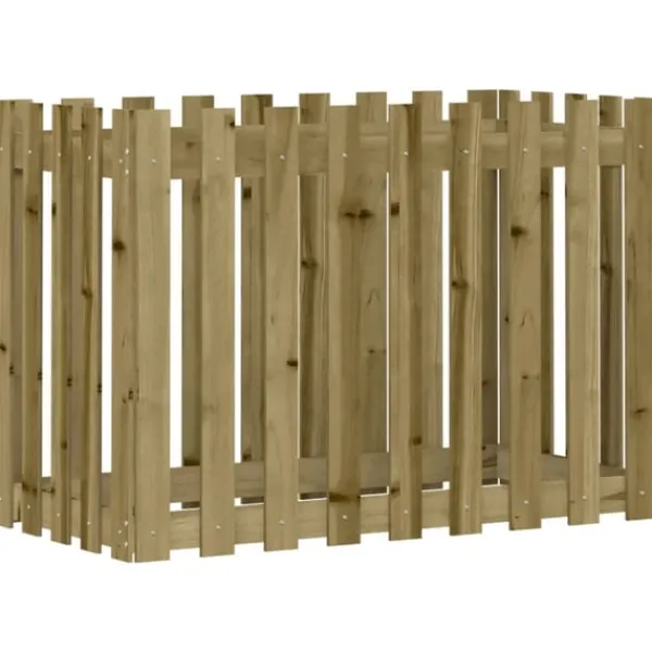 vidaXL Odlingslåda med staket-design 100x50x70 cm impregnerad furu
