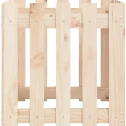 Odlingslåda med staket-design i massiv furu | Storlek: 50x50x50 cm
