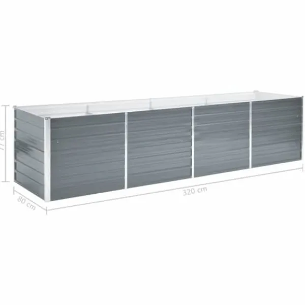 Sale Odlingslåda upphöjd galvaniserat stål 320x80x77 cm grå - Odlingslåda - Odlingslådor - Home & Living Krukor & Växtbehållare