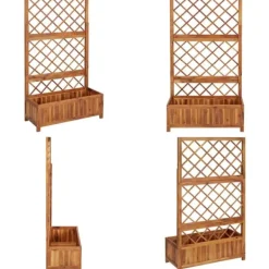 Odlingslåda upphöjd med spaljé 85x38x150 cm massivt akaciaträ - Upphöjd Odlingslåda - Upphöjda Odlingslådor - Home & Living