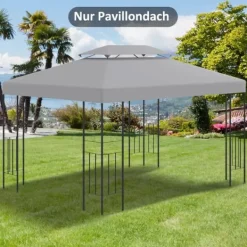 Sale Outsunny Erstatningstak for Paviljong 3x4m – Lyst Grått, 180g/m² Polyester Tält & Lusthus