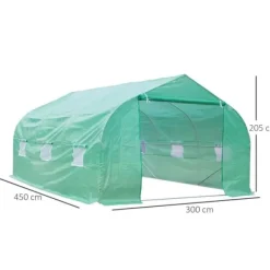 Outlet Outsunny Folieväxthus Växthus Kallbänk Tomathus Sadeltak 450 × 300B × 205H cm Växthus