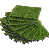 Outsunny 10-pack konstgräs 30x30 cm, mörkgrön, 25 mm tjocklek, konstgräsmatta för balkong och trädgård, plast