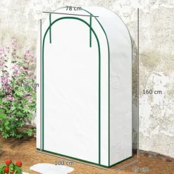 Best Outsunny Växthus 100x45x160cm - Vitt Folieväxthus med Hyllyor och Dörr Växthus