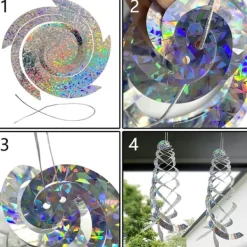 Sale 4-pack Reflekterande Fågelskrämmande 45 cm - Reflekterande & Vinddriven för Trädgård/Balkong | Skrämmer Fåglar Naturligt För Fåglar & Småvilt