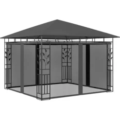 Partytält & paviljoner - Living Paviljong med myggnät 3x3x2,73 m antracit 180 g/m² Tält & Lusthus