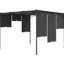 Partytält & paviljoner - Living Trädgårdspaviljong med draperier 3x3x2,25 m antracit Valvbågar, Spaljéer, Bersåer & Pergolor