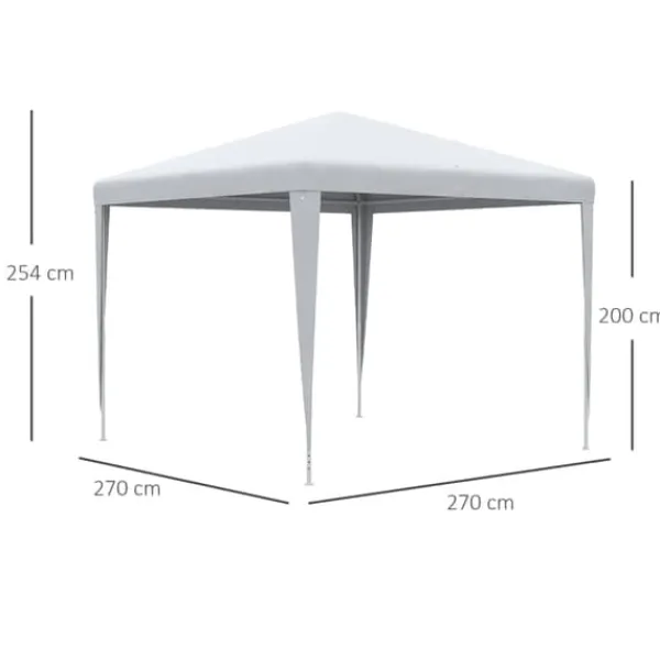 Paviljong 2,7×2,7 m vattenavvisande & vintertålig, vit