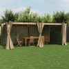 Outlet Paviljong med draperi taupe 6x3 m stål Valvbågar, Spaljéer, Bersåer & Pergolor