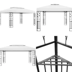 New Paviljong med dubbeltak 3x4 m vit - Paviljong - Paviljonger - Home & Living Tält & Lusthus