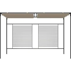Clearance Paviljong med infällbart tak 3x4x2,3 m taupe 180 g/m² Valvbågar, Spaljéer, Bersåer & Pergolor