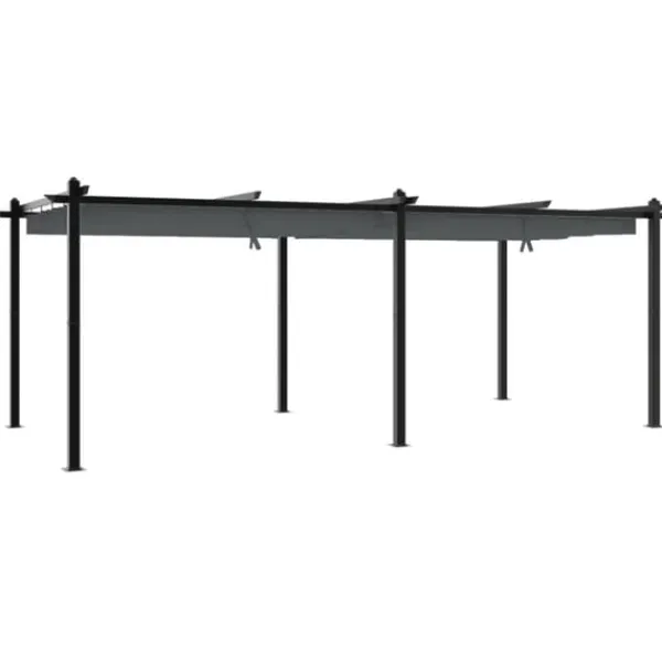 Best Paviljong med infällbart tak antracit 3x6 m aluminium Valvbågar, Spaljéer, Bersåer & Pergolor