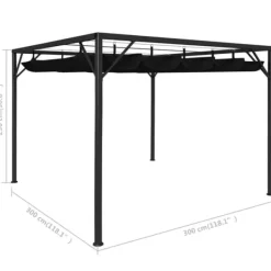 Discount Paviljong med infällbart tak 3x3 m - Vattentät och UV-skydd | Färg: Antracit | Storlek: 3x3 m Valvbågar, Spaljéer, Bersåer & Pergolor