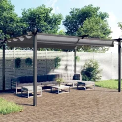 Paviljong med infällbart tak 4x3 m antracit - Paviljong - Paviljonger - Home & Living