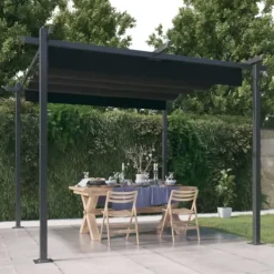 Paviljong med infällbart tak 3x3 m - Uteplatslösning | Färg: Antracit | Storlek: 3x3 m
