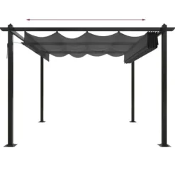 Paviljong med infällbart tak 3x3 m - Uteplatslösning | Färg: Antracit | Storlek: 3x3 m