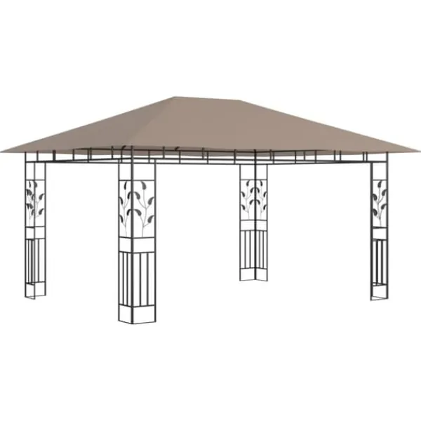 vidaXL Paviljong med myggnät 4x3x2,73 m taupe 180 g/m²