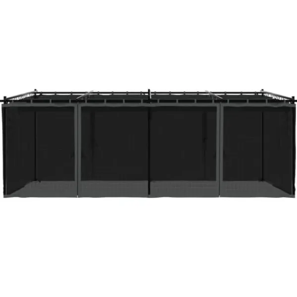 Clearance Paviljong med nätväggar - Rostbeständig Stålram | Färg: Antracit | Storlek: 6x3 m Valvbågar, Spaljéer, Bersåer & Pergolor