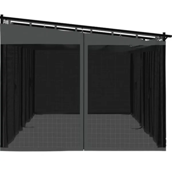 Clearance Paviljong med nätväggar - Rostbeständig Stålram | Färg: Antracit | Storlek: 6x3 m Valvbågar, Spaljéer, Bersåer & Pergolor