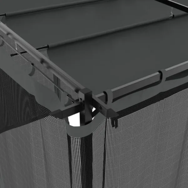 Clearance Paviljong med nätväggar - Rostbeständig Stålram | Färg: Antracit | Storlek: 6x3 m Valvbågar, Spaljéer, Bersåer & Pergolor