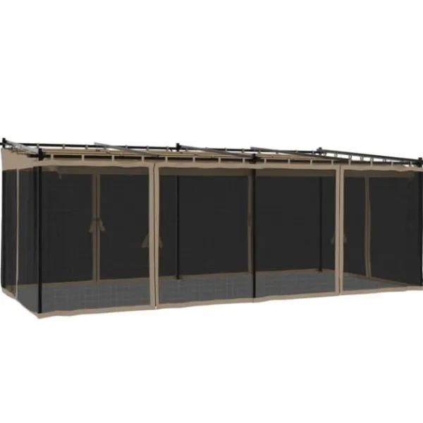 vidaXL Paviljong med nätväggar taupe 6x3 m stål