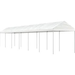 Clearance Paviljong med tak vit 13,38x2,28x2,69 m polyeten Tält & Lusthus