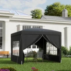 Best Paviljong 3x3 m, vattenavvisande och vintertålig pop-up UV-skydd 50+, 4 sidoväggar och väska, svart Tält & Lusthus
