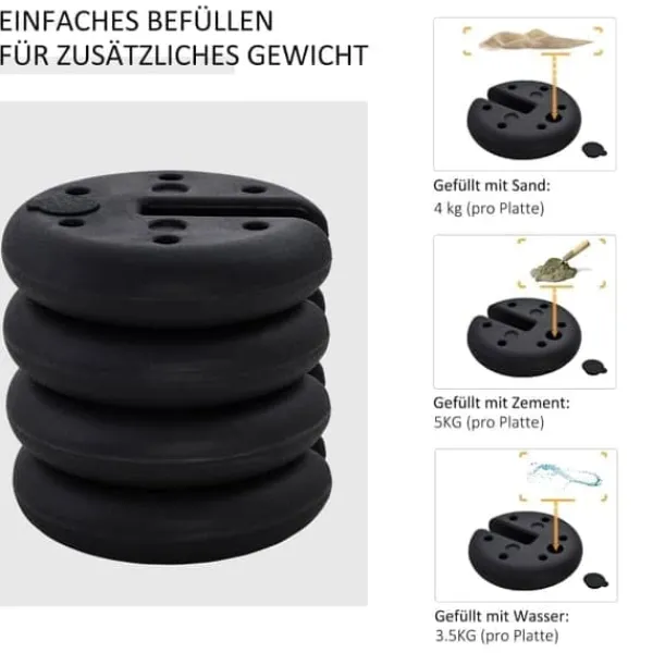 Paviljongvikt, fyllbar upp till 5 kg, HDPE, svart, Ø25x6 cm