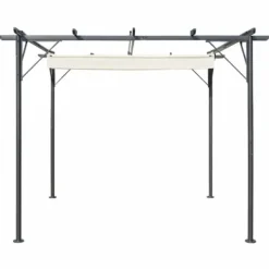 Clearance Pergola med indragbart tak gräddvit 3x3 m stål - Trädgårdsbåge - Trädgårdsbågar - Home & Living Valvbågar, Spaljéer, Bersåer & Pergolor