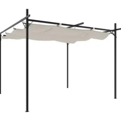 vidaXL Pergola med infällbart tak gräddvit 295x292x230 cm