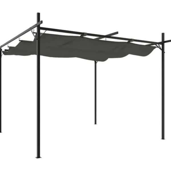 vidaXL Pergola med infällbart tak antracit 295x292x230 cm