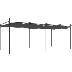 Pergola med infällbart tak antracit 589x292x230 cm Valvbågar, Spaljéer, Bersåer & Pergolor
